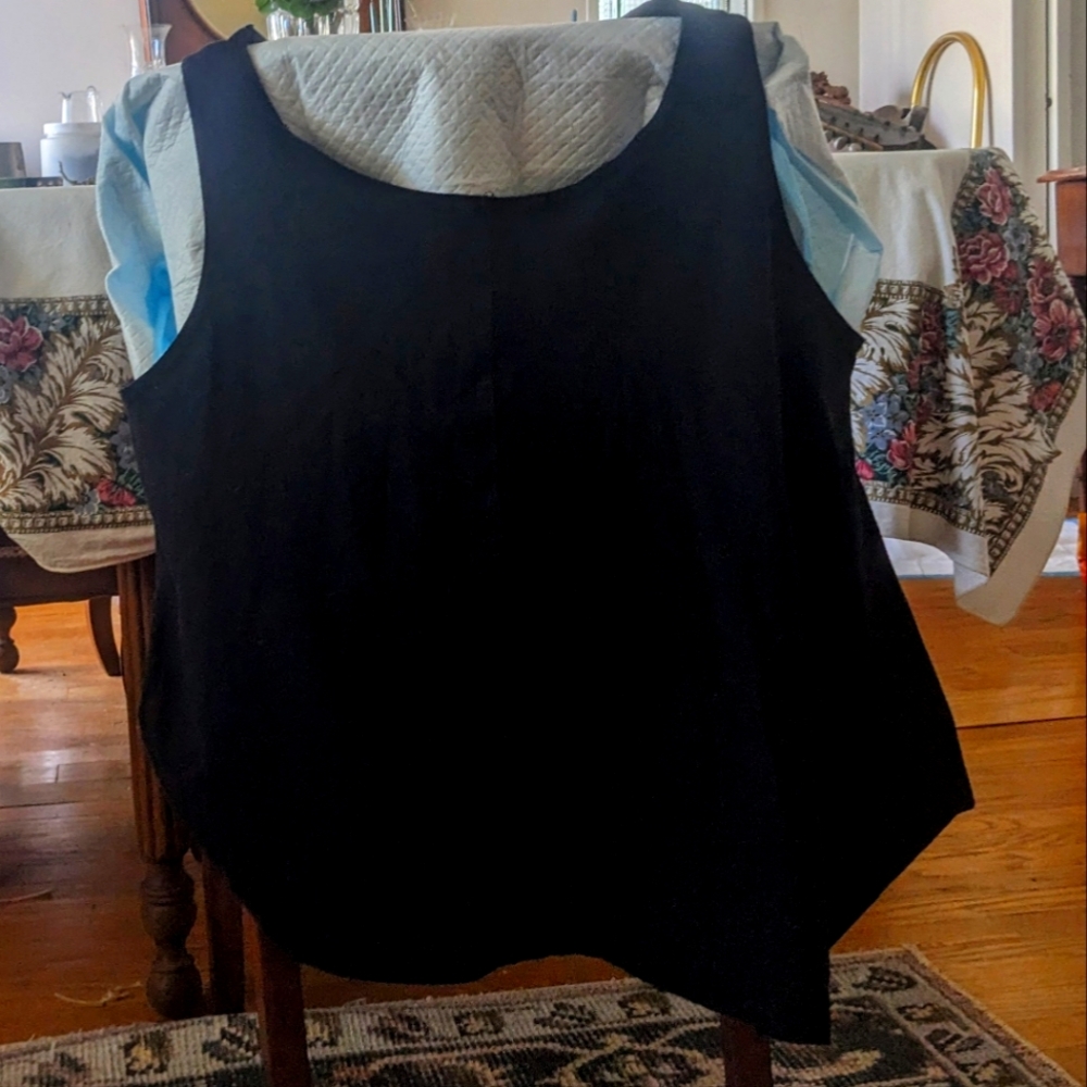 Pacific Cotton/ Bryn Walker, Large Black Sleeveless Asymmetrical Top
